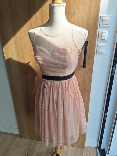 R0606 robe courte - robe, rose