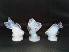 lot 3 Poissons en verre opalescent Sabino France mascotte bouchon de radiateur