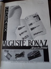 clips SIA Auguste BONAZ + cristallerie VAL ST LAMBERT  ILLUSTRATION NOEL 1933 eb