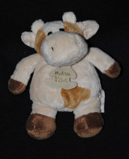 🐮Peluche doudou vache HISTOIRE D'OURS beige brun yeux durs petit  15 cm TTBE