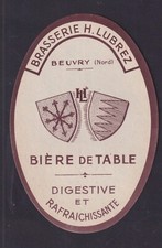 Ancienne étiquette  Alcool  France BN180288  Bière de Table Brasserie Lubrez