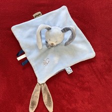 ?? doudou plat lapin bleu Alex et Bibou brodé poussin NATTOU - état NEUF