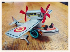 Fabbri Éditeurs Série Jeux En Tôle Miniature Avion Vintage / Automate avec clef