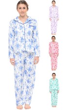 Casual Nights Women's Long Sleeve Notch Collar Floral Pajama Set 
