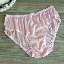 Culotte vintage en nylon soyeux rose transparent bikini doux slip taille 7-8 ...