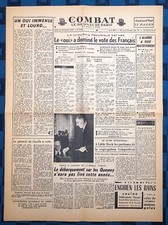 La Une Du Journal Combat 29 Septembre 1958 Résultat Référendum Constitutionnel