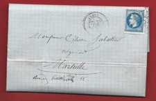 1869 LETTRE 20 C  N°29 ALES GARD PIQUAGE DECALE