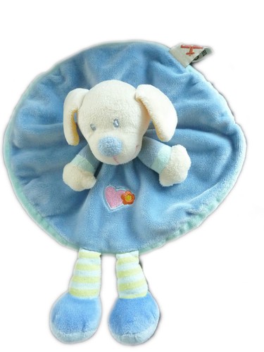 Doudou plat chien bleu coeur
