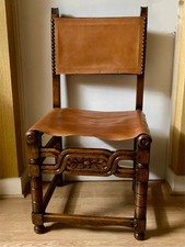 ANCIEN 4 Chaises Chene Cuir