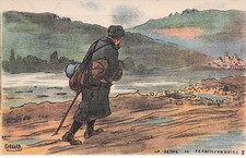 illustrateur Militaire  GABARD  N°   le retour du permissionnaires