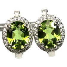 Boucles d'oreilles en argent 925 avec superbes péridot et CZ