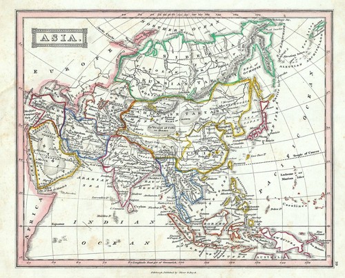 1845 ewing map - of, asia