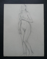 ECOLE FRANCAISE - ETUDE DE NU FEMININ - DESSIN ORIGINAL MINE DE PLOMB - CURIOSA