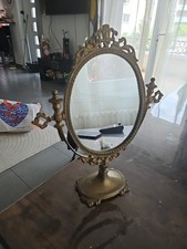 Miroir psyché sur pied en laiton doré