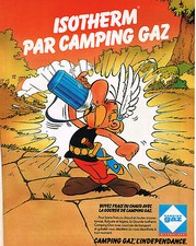 PUBLICITE ADVERTISING 104  1980  CAMPING GAZ  l'ISOTHERME   gourde  ASTERIX