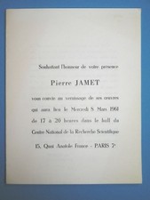 JAMET Pierre carton expo C. N. R. S. 1961 Photographie Romains Nadar Daguerre