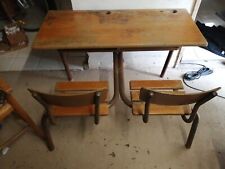 Bureau Écolier Encrier 2 Places Vintage Pupitre