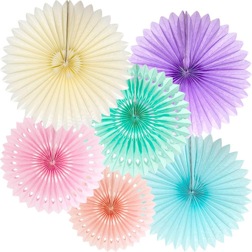 Pastel rainbow paper fans - rainbow,