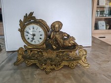 Jolis  Horloge De Cheminée  Style Louis 16 En Régule Laiton Doré A Saisir 