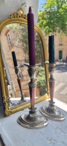 Paire bougeoirs flambeaux - paire,