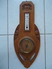 BAROMETRE ANEROIDE THERMOMETRE BOIS ART DECO