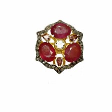 Juillet Naissance Bague Rubis, 925 Argent Sterling Tranche Diamant Birthday Gift