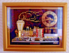 Horloge Décor LOCOMOTIVE Vapeur fait de Pièce Horlogerie Diverse Création RHYTHM