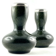 Rare, 2 VASES Anciens Faïence de SÈVRES Napoléon III, Cerclé Argent Minerve 19th