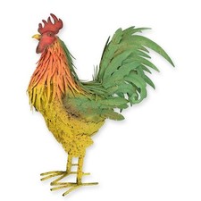 Sculture En Fer Multicolore Poule Coq 63x25x55cm 3kg
