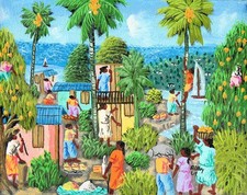 L.Y Alaby (XX)) - Rare peinture haïtienne - Paysage - Outsider Art