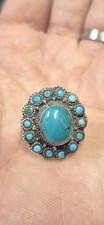 Bague Ancienne Argent Massif 925 Turquoise Mexique