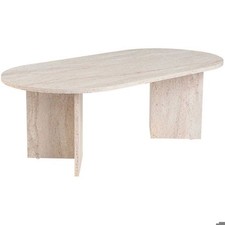 Table Basse Ovale Travertin Effet travertin Moderne Maison 119 cm Meuble Neuf Fr