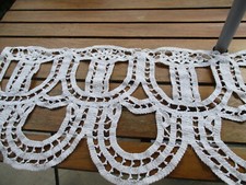 Large dentelle main crochet épais bas de rideau ancienne 1925 1,32 m x 38 cm