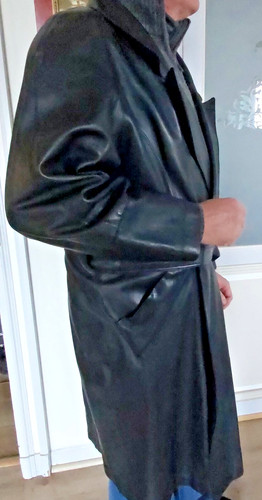Long manteau cuir - cuir, noir