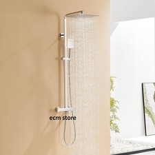 Auralum Colonne de Douche Thermostatique Hauteur Réglable chromé Pommeau 25x25cm