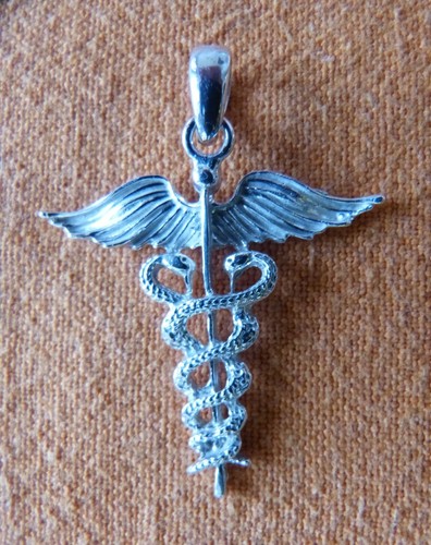 Caducée pendentif argent - caducée,