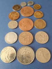 Lot de 15 pièces de monnaie française et espagnole + 1 jeton