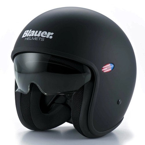 Blauer casque jet - jet, demi