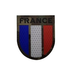 Patch France Camouflage 7.5x6.5cm PVC Reflectif Drapeau Français Armée .