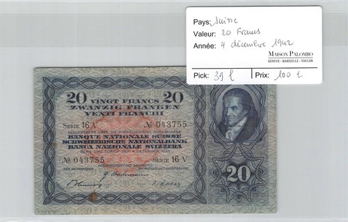 Billet suisse francs - -,