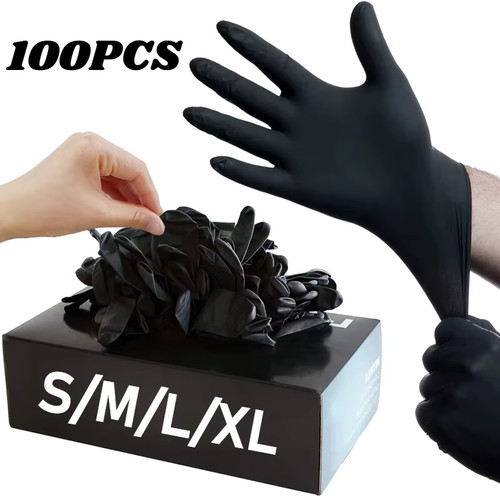 Gants jetables nitrile noir - gants,