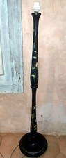 Lampadaire XIX XX ème en bois noirci décor floral peint Signé Style Napoléon III