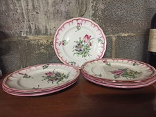 6 assiettes à entremet en faïence Lunéville décor Réverbère