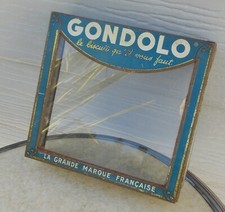 ANCIEN COUVERCLE BOITE EN FER AVEC VITRE PUBLICITAIRE GONDOLO BISCUITS EPICERIE