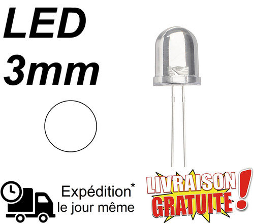 Lot led 3mm blanche haute - lot,