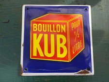 BOUILLON KUB  ANCIENNE PLAQUE PUBLICITAIRE ÉMAILLÉE  POUR  ÉPICERIE