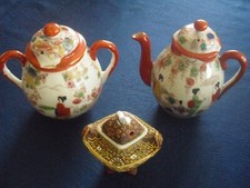 Verseuse - sucrier - boîte - chinois  (lot des 3)