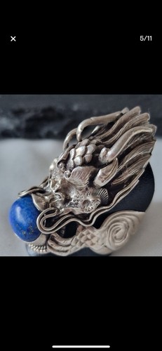 Tibetan silver dragon ring - dragon,