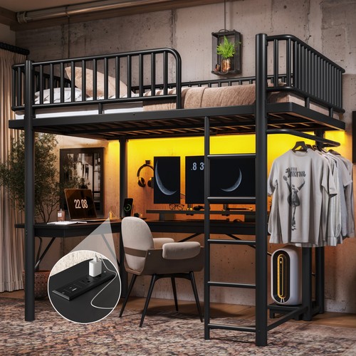 Full metal loft bed - full,