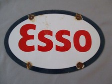 DV10049 PLAQUE EMAILLEE ESSO 30X19CM ORIGINE USA BON ETAT ENAMEL